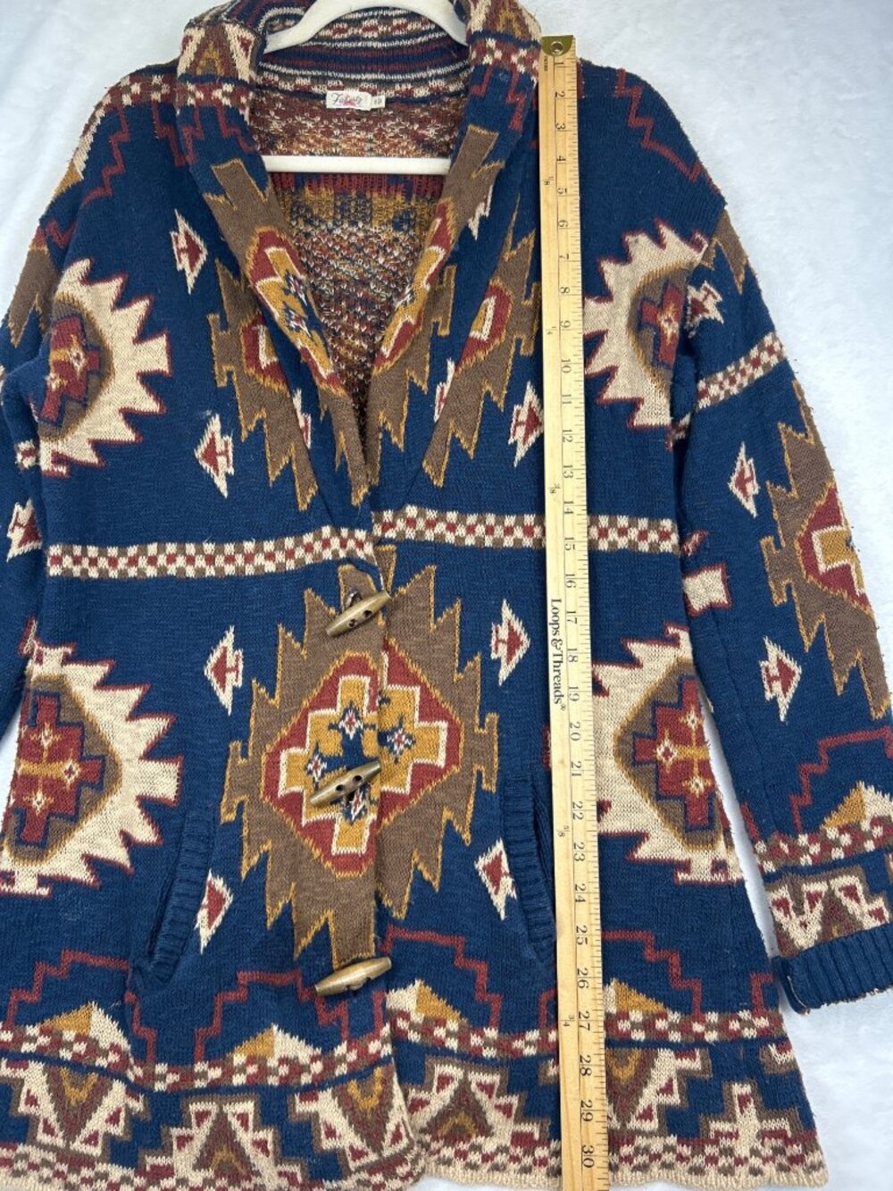 Faherty Women's Lodge Cardigan Women's S Aztec Southwestern Geometric Sweater - Picture 10 of 15